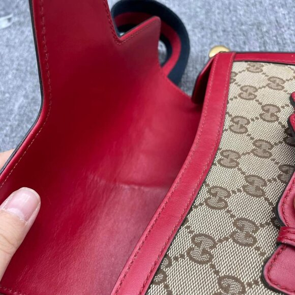 100% Authentic Gucci Lady Web Leather Shoulder Bag - Picture 11 of 15